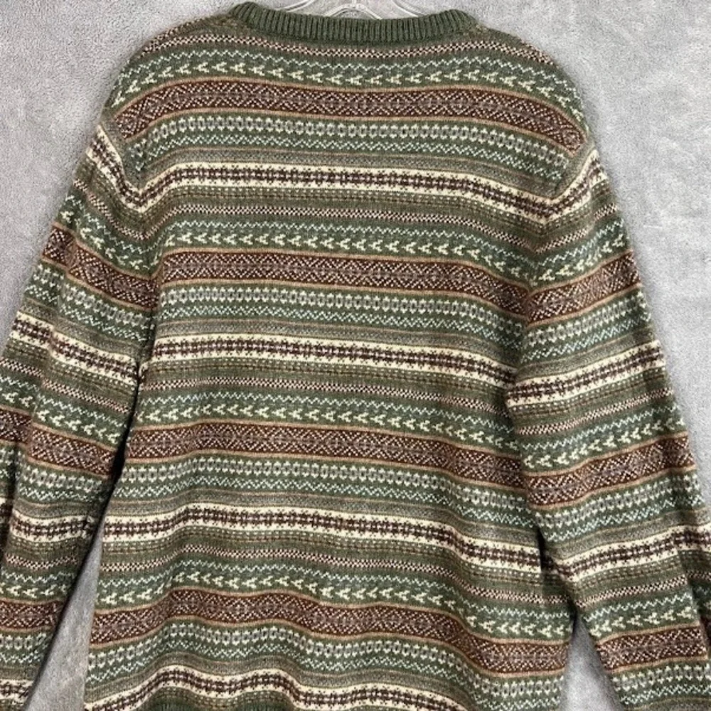 J Crew Sweater Mens XL Fair Isle Lambswool Nordic Crewneck Old Money Preppy